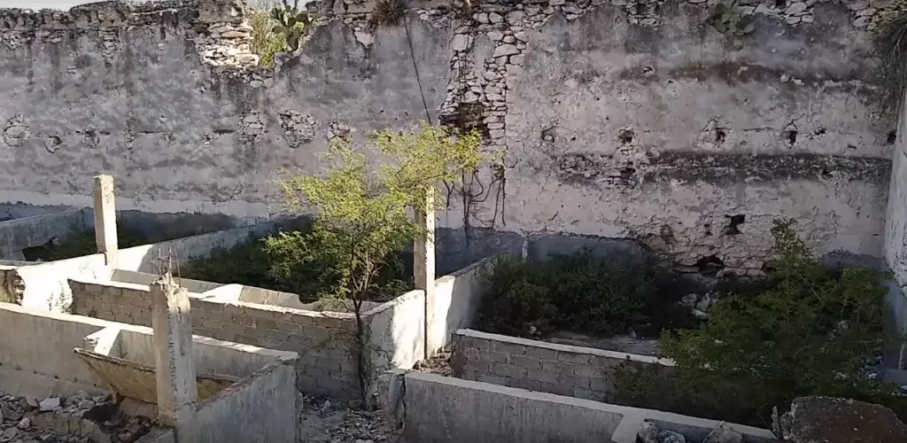 Herpetologia buscando serpientes en construcción abandonada