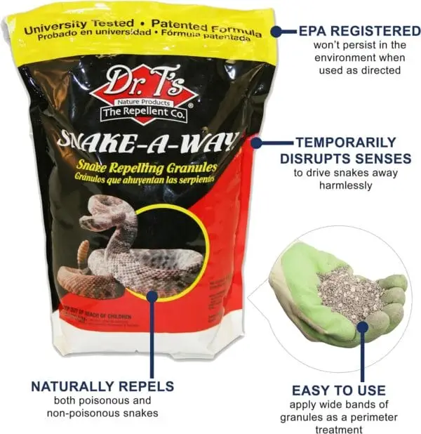 Repelente de serpientes granulado Dr. T’s Snake-A-Way