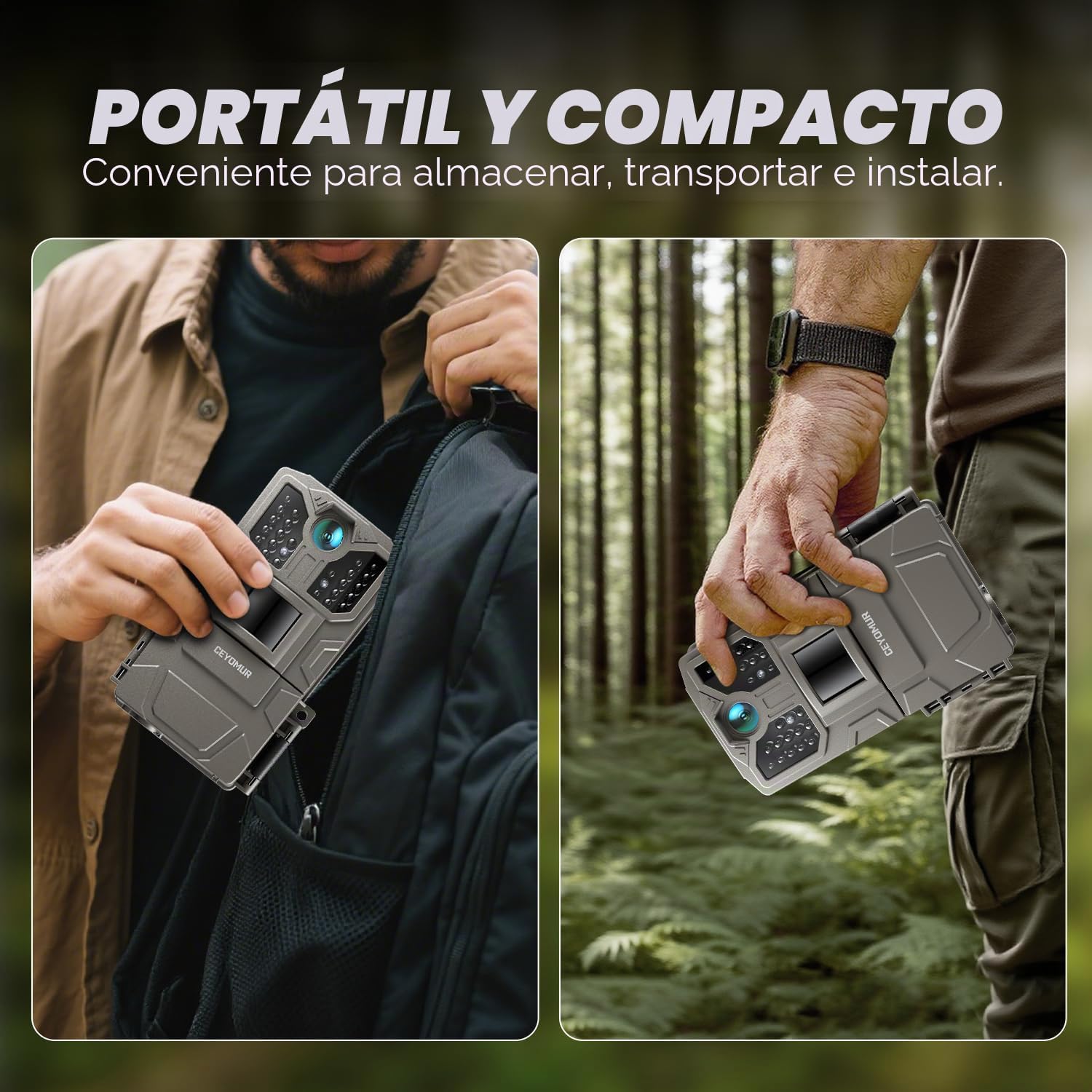 Cámara trampa CEYOMUR 36 MP con cable USB y correa