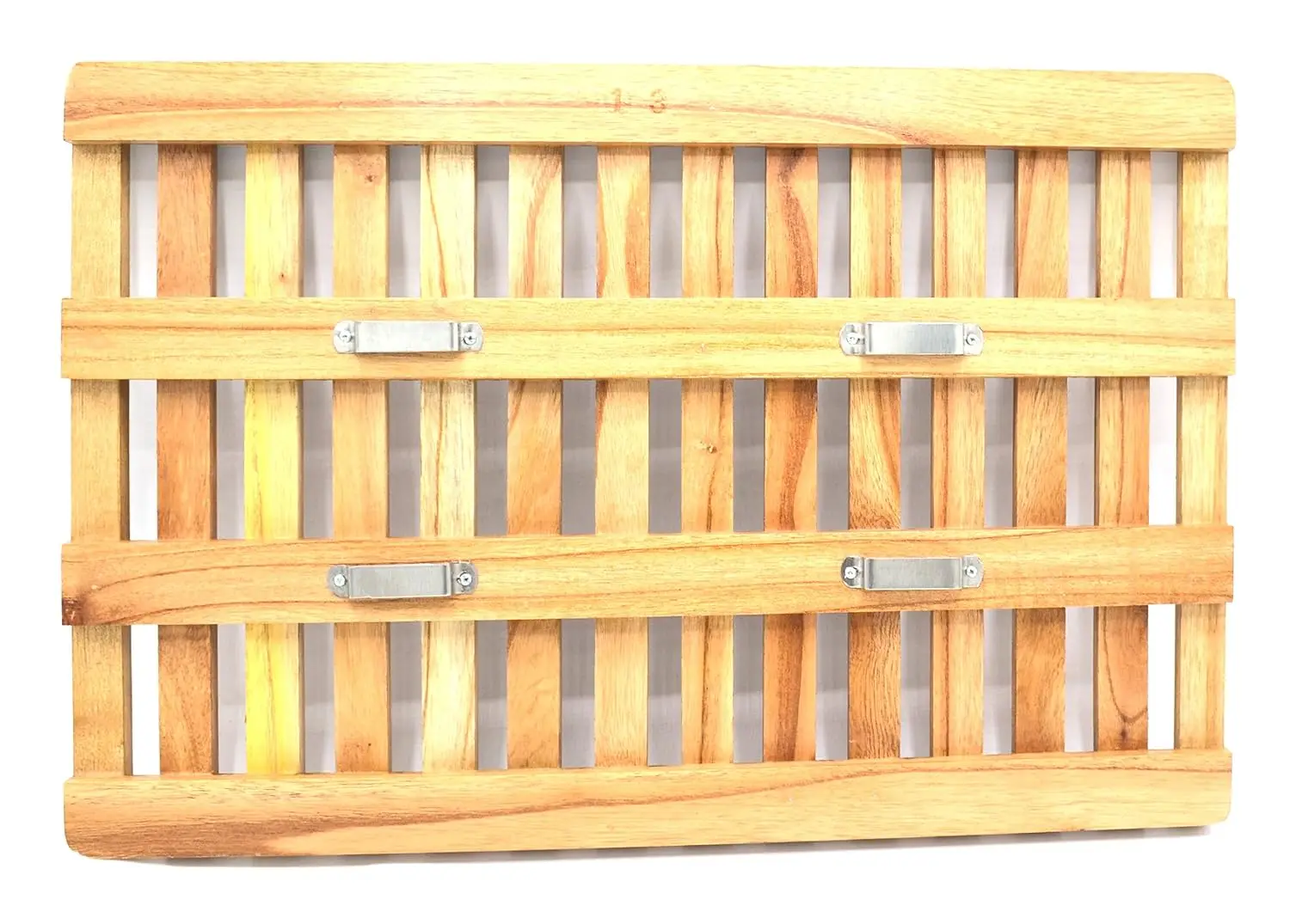 Detalle de la base de madera de la prensa botánica.